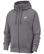 NEW MEN  S NIKE CLUB FLEECE FULL-ZIP HOODIE SWEATSHIRT CHARCOAL GRAY HEATHER  