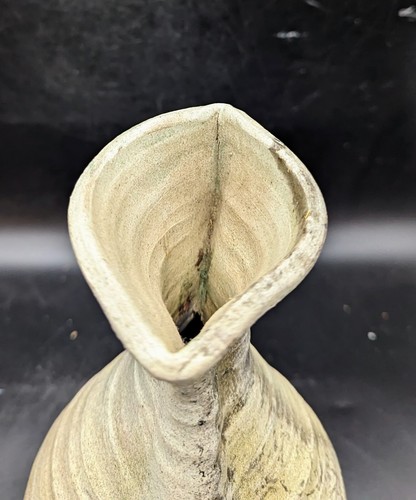 Vintage große brutalistische Studio Kunst Keramik grau Vase signiert 12,75" - Bild 8 von 10