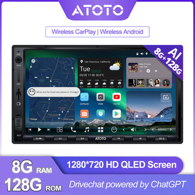 ATOTO X10 7'' Double-DIN 8+128G ChatGPT AI Apple Android Carplay Stereo Radio GPS
