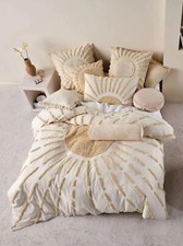 Luxury Ivory Sun Brunt Tufted Duvet Cover Set, Comforter with Zipper Closure Set
