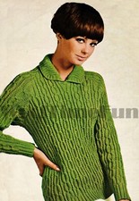 Vintage Knitting Pattern Classic Cable Design Sweater Jumper DK Yarn