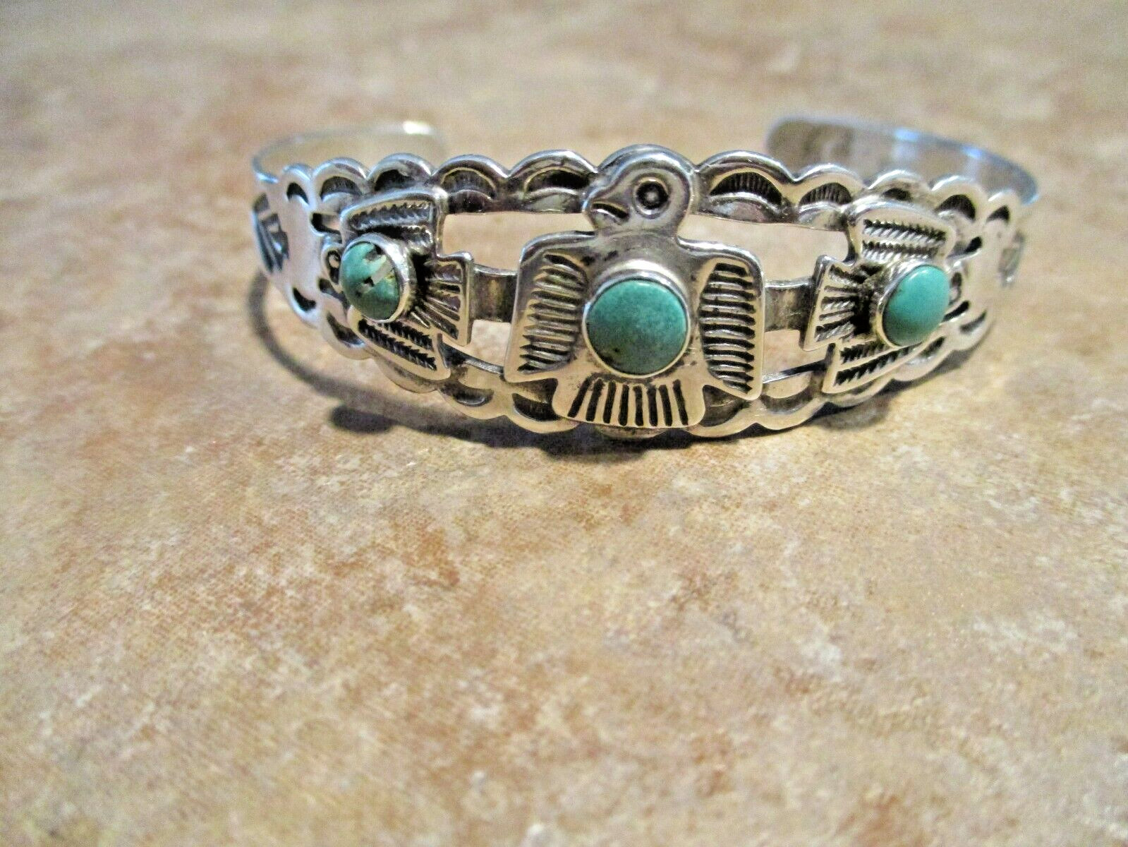FINE Old Pawn 1950's Navajo Sterling Silver Turqu… - image 1