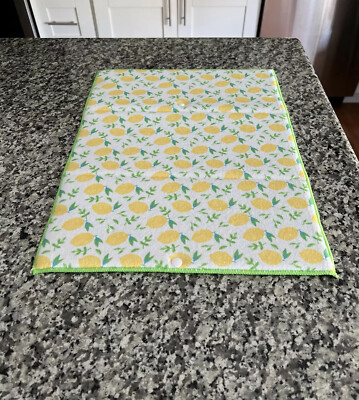 Lemon Drying Dish Mat Absorbent Non-Slip Backing Foldable 20  x 15  New