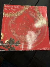 VINTAGE SAINT GOBAIN DURALEX 12.5 " GLASS PLATTER CHRISTMAS TREE