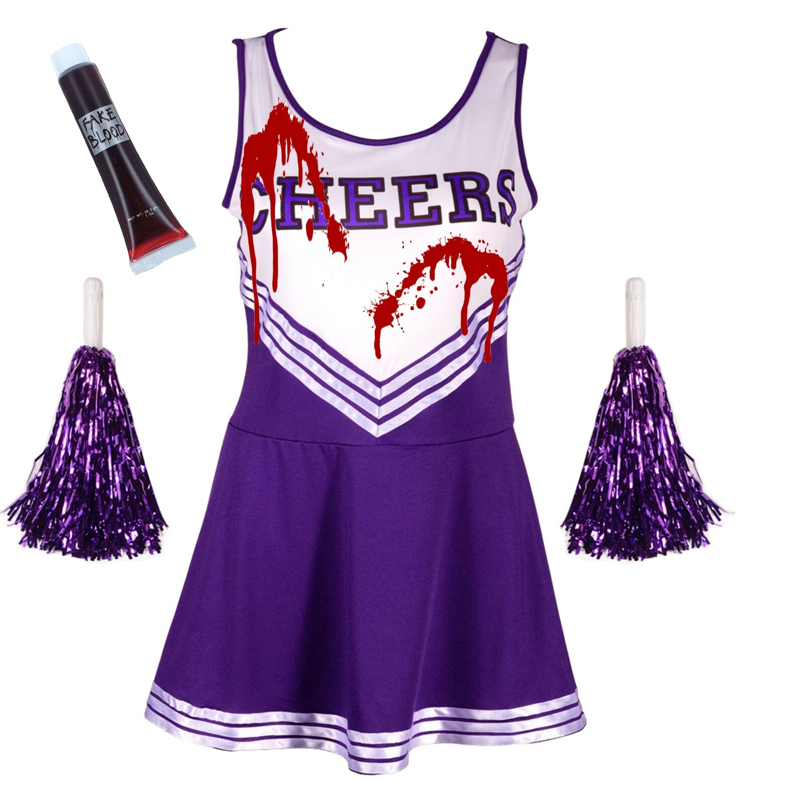 ZOMBIE CHEERLEADER FANCY DRESS HALLOWEEN ADULT BLOOD VAMPIRE COSTUME