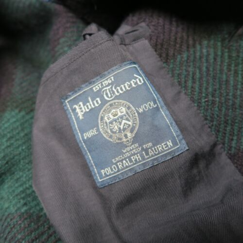 Polo Ralph Lauren Balmacaan Trench Long Coat 44L XL Wool Tartan Belted Jacket - Picture 4 of 14
