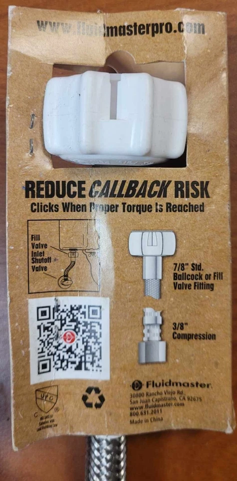 Fluidmaster PRO1T20CS щелкающее уплотнение нержавеющая сталь 20-дюймовый туалетный разъем НОВЫЙ! - Изображение 2 из 3