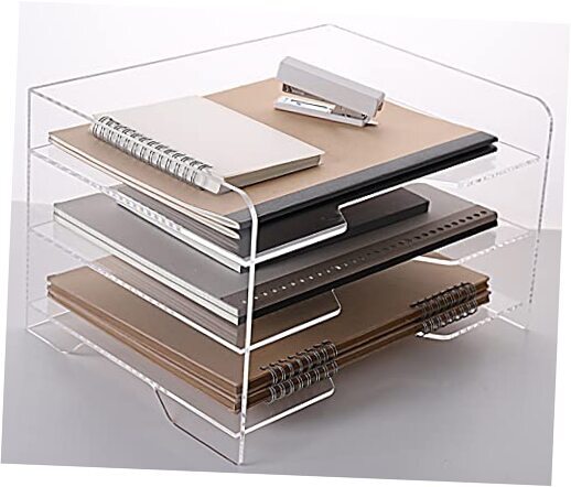 Paper Letter Tray Organizer 3 Tier Acrylic Desk File Enlarged File Tray 3 Tier-image