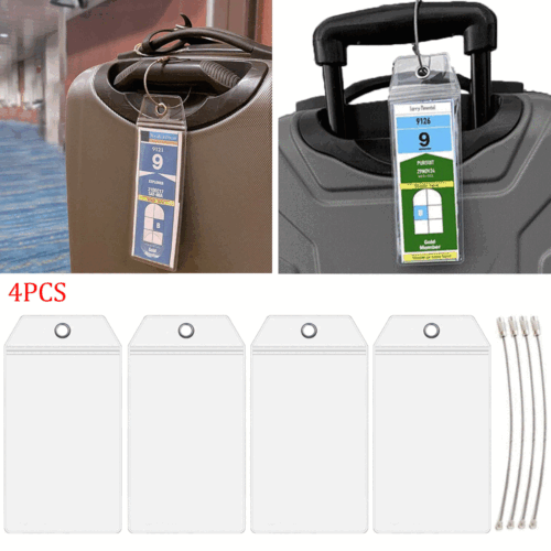 4pcs Cruise Luggage Suitcase Tag Label Holder Zip Seal Steel Loops For Travel - Afbeelding 1 van 11