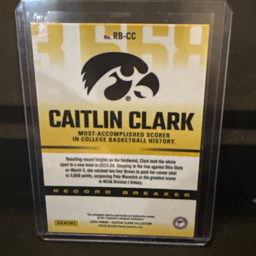 Tarjeta de récord de puntuación Panini Caitlin Clark Record Breaker 2024 - Imagen 5 de 5