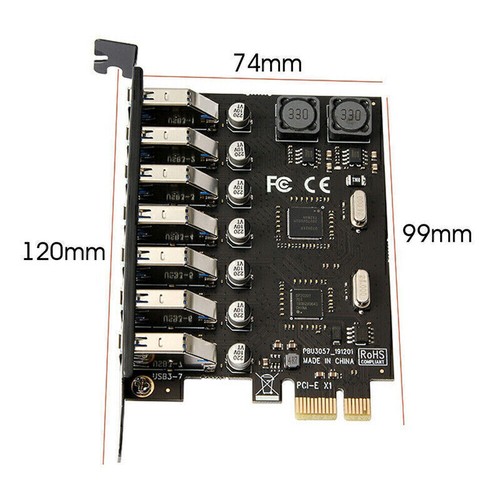 PCI-E Express auf USB 3.0 Erweiterungskarte 7-Port Hub-Adapter Controller O2J9 - Bild 2 von 6