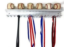 BASEBALL BAT RACK 17 MINI BATS 6 BALLS WALL HOLDER  DISPLAY Trophy Awards Metals
