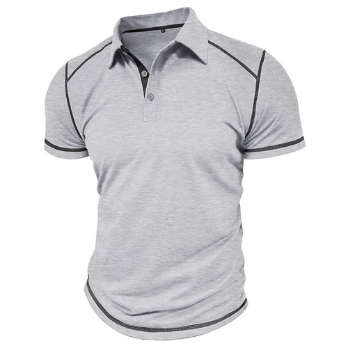 Camisa Polo Hombres Color Sólido Cuello Manga Corta Deporte Informal Camiseta Moda - Imagen 13 de 18