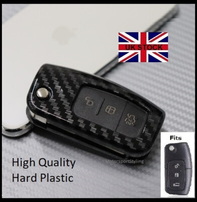 PUL Carbon Fiber Pattern Ford Key Case – Soft Silicone Rubber Cover (Black)