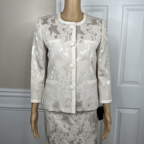 Kasper Rayon Polyester Baumwollrock Anzug Größe 4 beige 3/4 Ärmel 2 Stck. gefüttert Neu - Bild 3 von 10