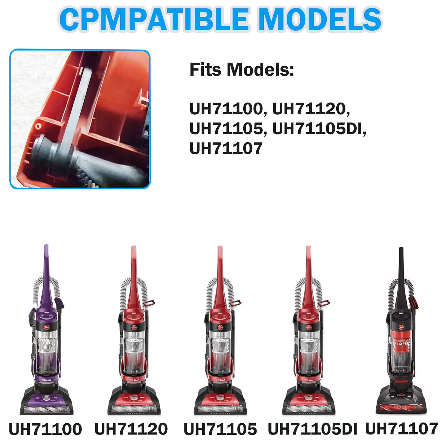 Vacuum Belt for Hoover Windtunnel XL Pet, Fits UH71105/UH71107/UH71120 Models