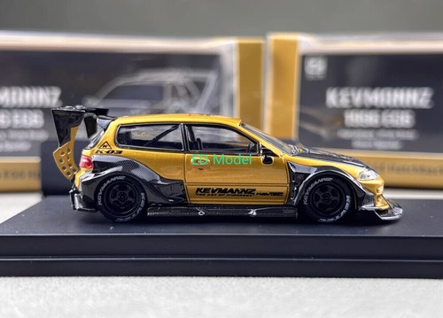 BN DCM 1:64 Gold CIVIC Kevmannz GT EG6 Long Widebody Model Diecast Metal Car - Afbeelding 3 van 10