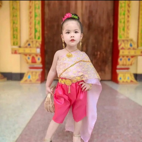 Camisa Pantalones Disfraz Tailandés Niña, Niño Bebé, Thainess Tailandia Tradición 1 Gratis 2 - Imagen 3 de 8