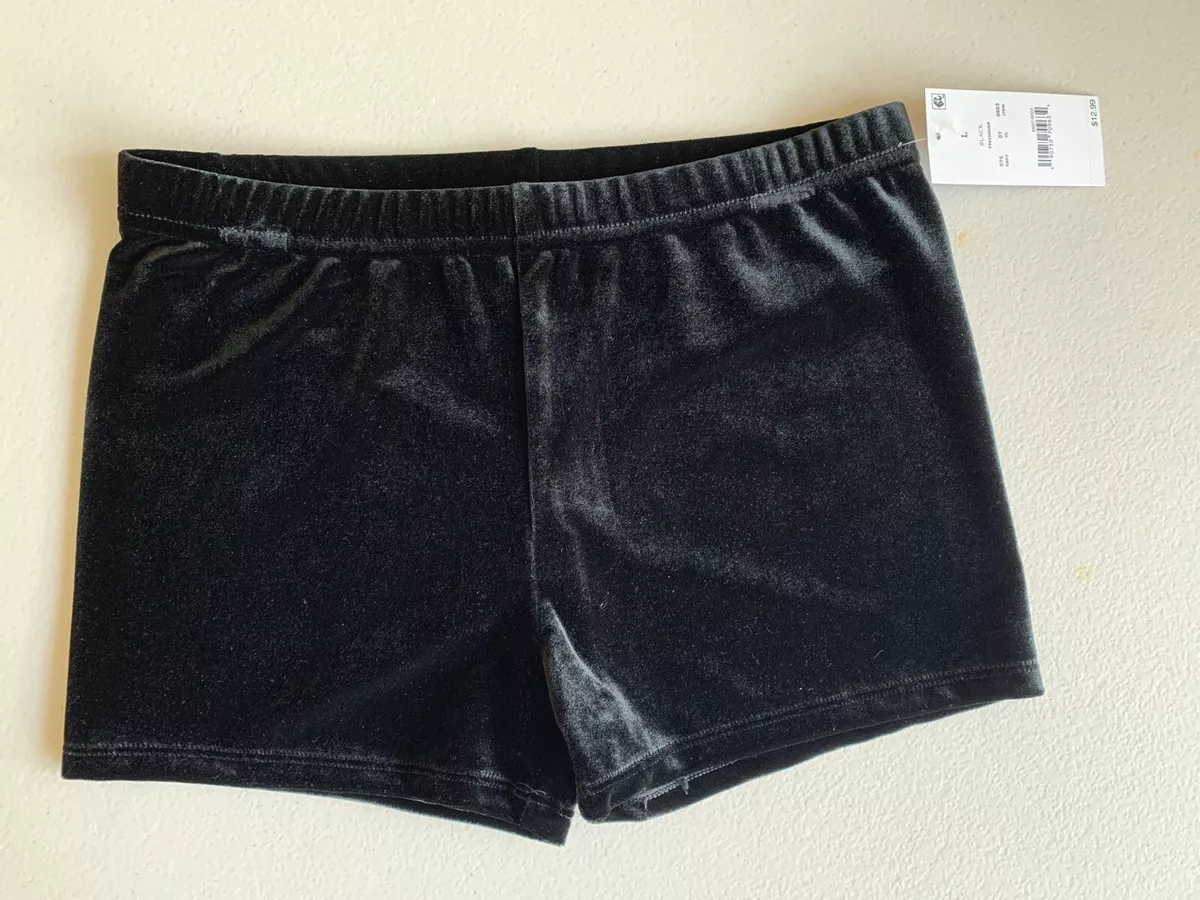 NWT BIOWORLD BLACK VELVET BOOTY SHORTS LEOTARD DANCE GYMNASTICS