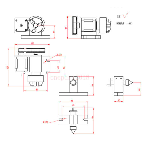 A-axis, 4th-axis,Rotary Axis, 50mm 3-Jaw Chuck &Tailstock CNC Rotational Router - Picture 11 of 17