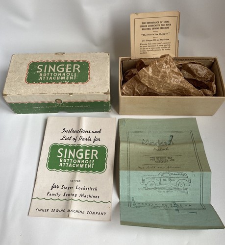 Vintage Singer Buttonhole Lock Stitch Attachment #121795 w/Box & Manual - Picture 2 of 11