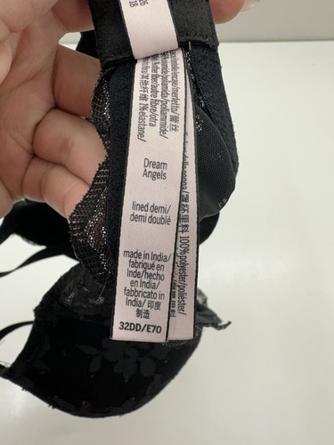 Victorias Secret Womens Bra Size 32DD Dream Angels Lined Demi Black Lace Floral - Picture 6 of 13