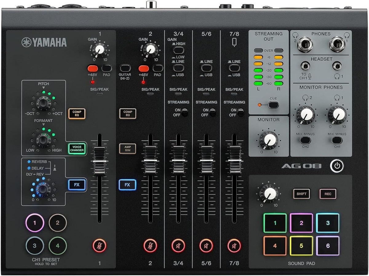 YAMAHA AG08 B Black 8ch Live Streaming Mixer USB Audio Interface