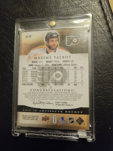 2013-14 Artifacts #60 Maxime Talbot Emerald 46/75. 2 Color Patch - Picture 4 of 4