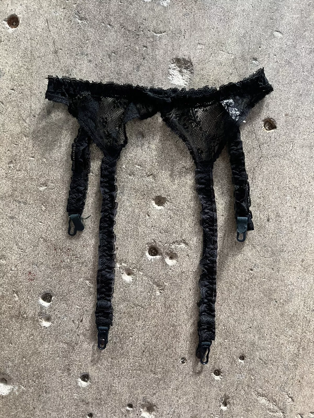 Vintage Christian Dior Intimates Garter Belt Black Lace