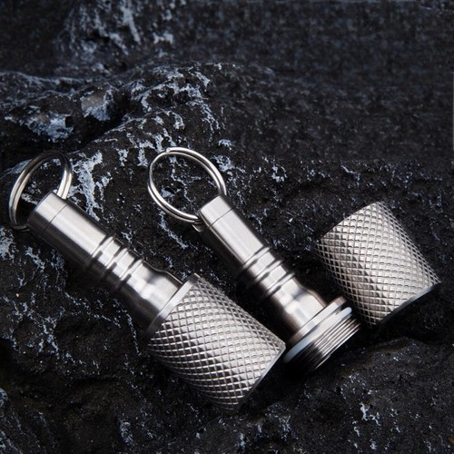 Pure Titanium Pill Holder Case Organizer Container Waterproof Portable Keychain - Picture 2 of 11