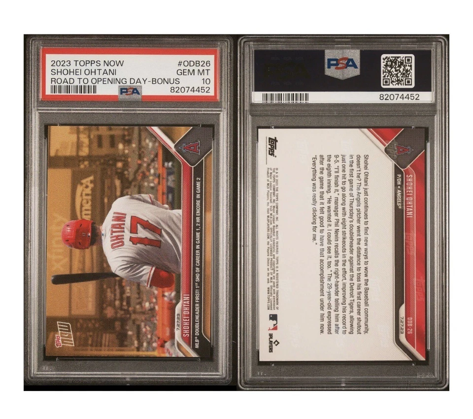 2023 Topps Now Shohei Ohtani Bonus Card #ODB-26 PSA 10 Shutout / Doubleheader - Image 3 of 3