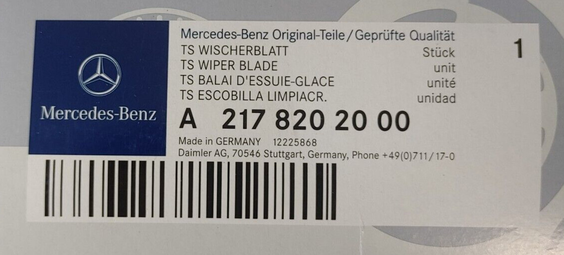 New Genuine OEM Mercedes-Benz S C217 Front Wiper Blade Set LHD 