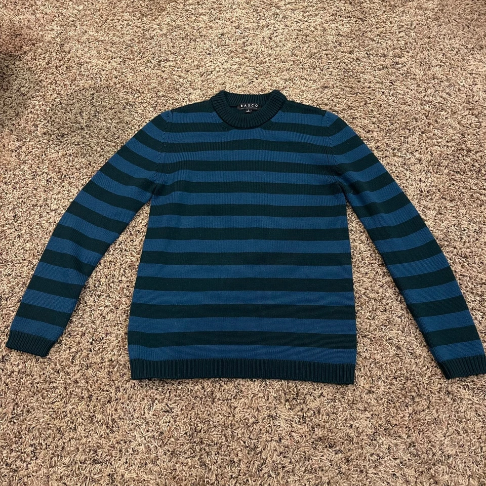 Hand Knit BARNEY’S NEW YORK Basco 100% WOOL STRIPED SWEATER S Italy Pullover - Image 2 of 4