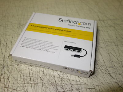 StarTech ST4200MINI2 4 Port Portable USB 2.0 Hub With Built in Cable