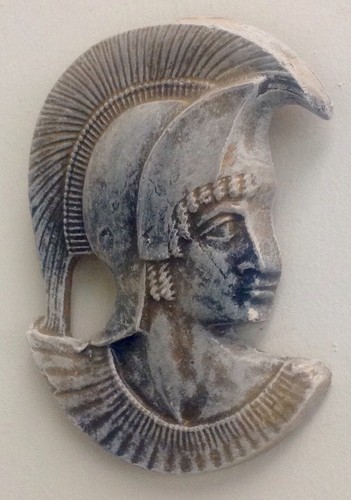 Antique Finish Trojan Spartan Roman Greek Mask Profile Wall Sculpture - Picture 2 of 6
