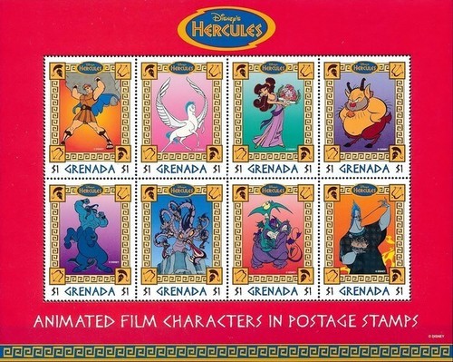 Disney 1997 Grenada - HERCULES and cast of Characters Sheetlet - MNH