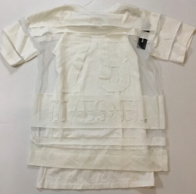 Diesel Girls Layered Mesh Fashion Jersey T-Shirt White $90 Size 8Y