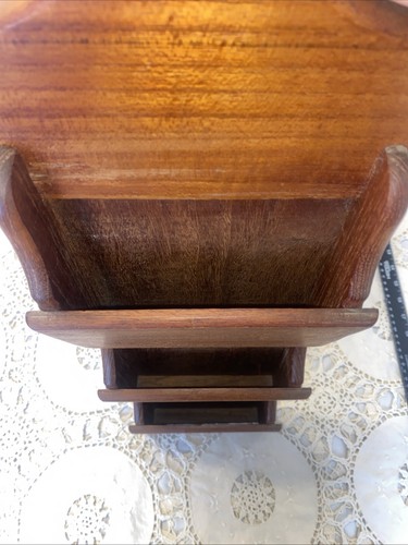 Vtg Goodwood Teak Letter Rack with Key Hooks | Hanging Wood Mail Organizer MCM - Picture 10 of 10