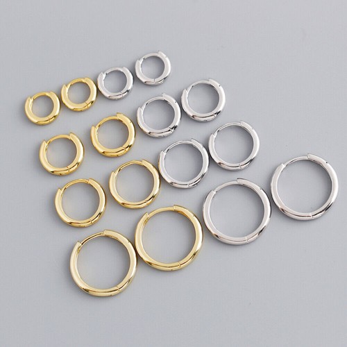 Orecchini Cerchio Semplice Argento Sterling Semplice Huggie A4481 - Foto 7 di 19