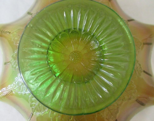 Vintage Northwood Leaf & Beads Dish Bowl Multicolor Iridescent Carnival Glass - Picture 15 of 15