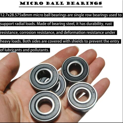 10 PCS R8-2RS 1/2 Inch Bore Double Rubber Sealed Roller Ball Bearing 1/2 X1-1/8 - Picture 5 of 6