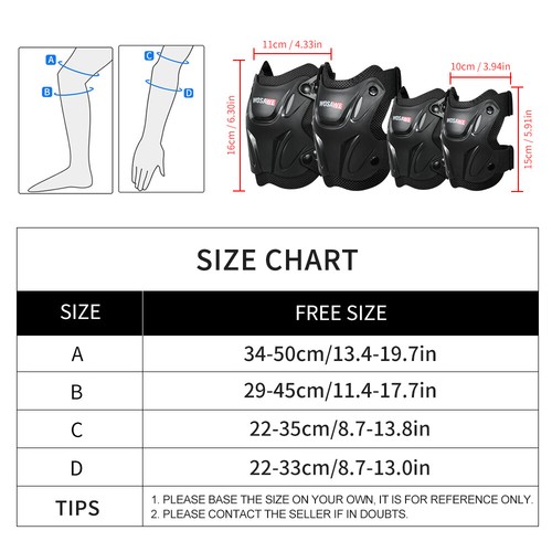 WOSAWE Adults Motorcycle Knee Elbow Pads Motocross ATV Racing Sports Gear Guards - Picture 16 of 16