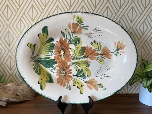 Vintage 1947 Bergamo Akron Made in Italy Pasta Bowl Hand painted ITC 17.5”