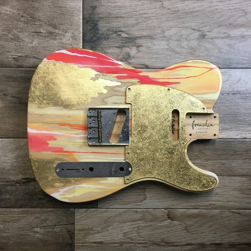 FRANCHIN Mars guitar body Wood Grain Red Oil Paint Gold Leaf Swamp Ash T-type - Picture 5 of 16