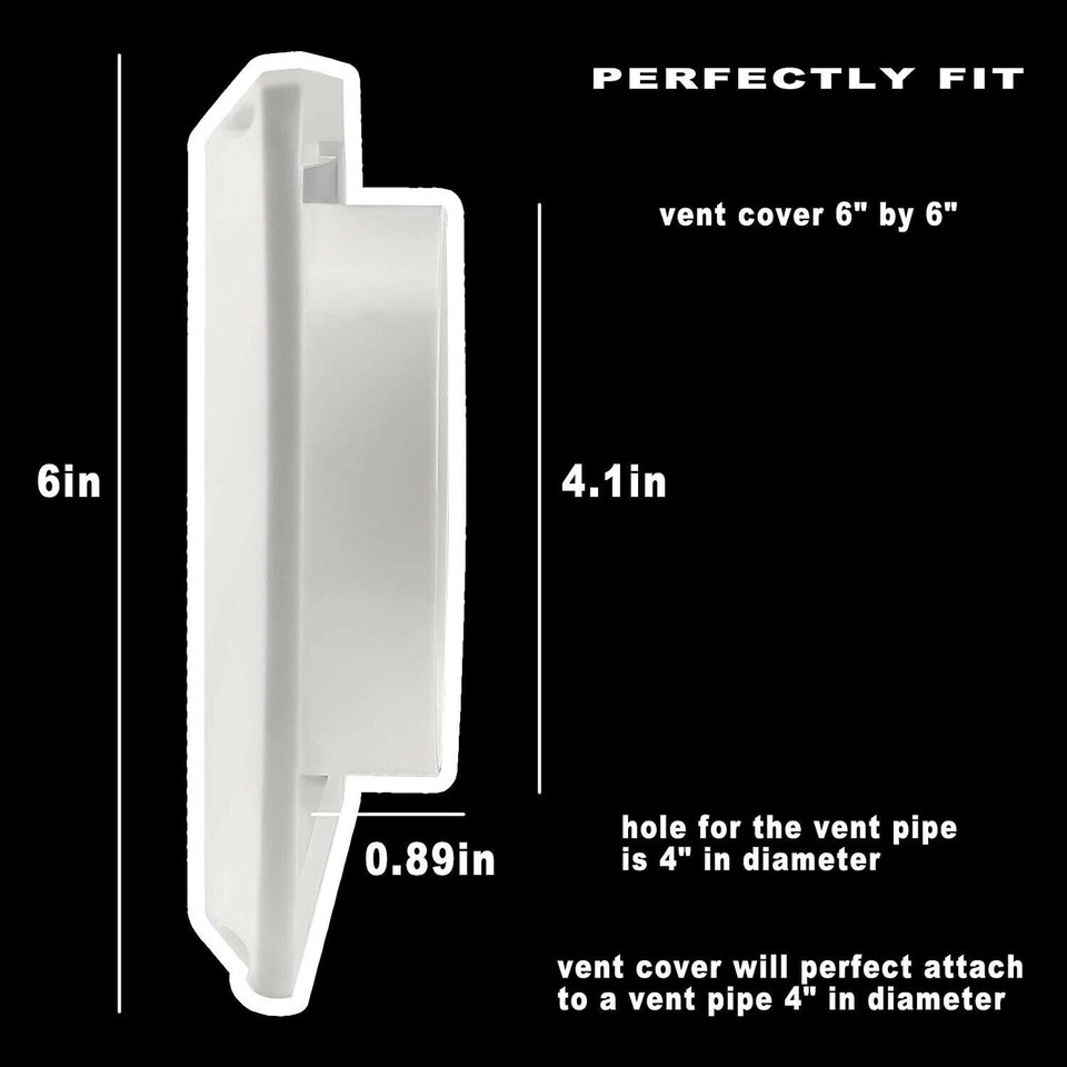 4-Inch Dryer Vent Cover – White Louvered Exterior Wall Hood, Simple Install, Keeps Bugs Out