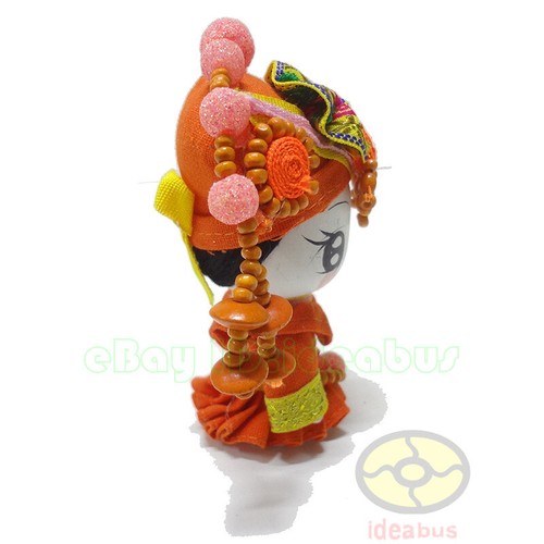 Chinese Ethnic Minority Q-Doll Headwear Beauty Girl Figurine Doll(tall 4")orange - Imagen 3 de 6