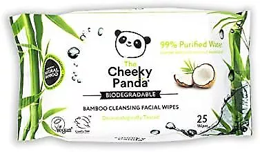 The Cheeky Panda – Facial Wipes, Coconut Scented | Pack of 25 Wipes | Make Up