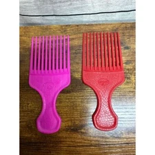 Goody Hair Picks Plastic Crocodile Textured 6.5" Comb USA Lot of 2 Pink Red