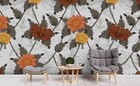 3D Floral Leaves Hand Drawn Self-adhesive Removeable Wallpaper Wall Mural