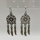 A Set Of Dream Catcher Dangling Silver Toned Earrings